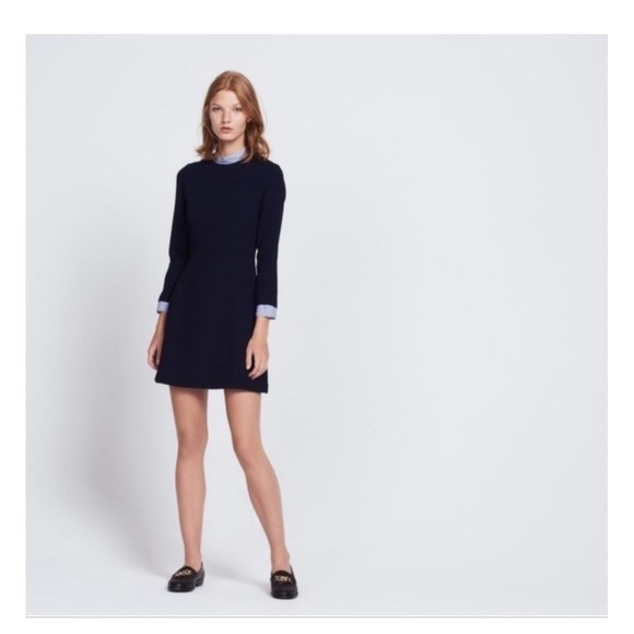 Sandro Paris Gigi Striped Trim‎ Fit and Flare Dress - Picture 2 of 11